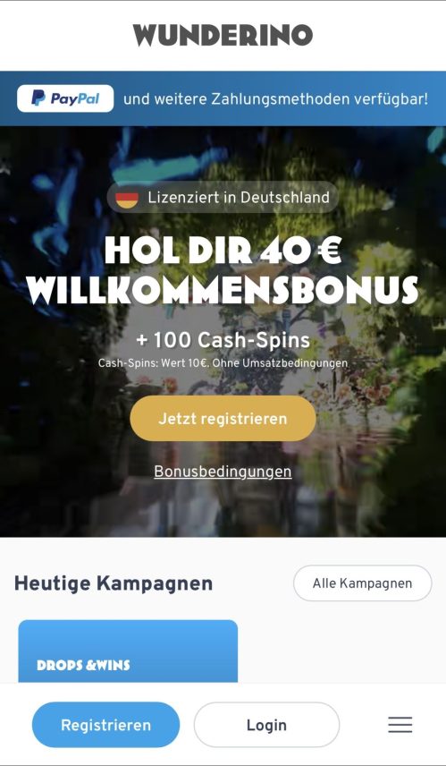 Wunderino Onine casino ohne Verifizirung